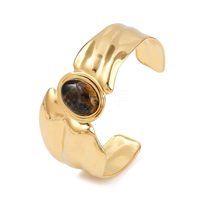 304 Stainless Steel Cuff Bangles for Women BJEW-V009-01G-1