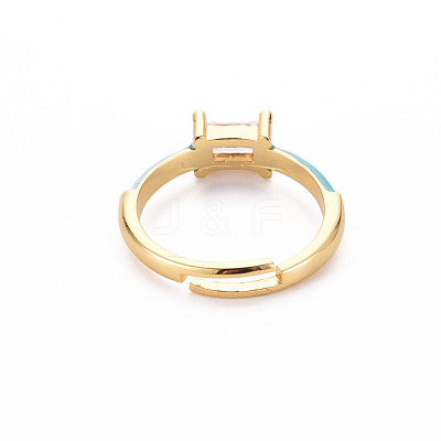 Brass Enamel Cuff Rings RJEW-T016-23E-NF-1