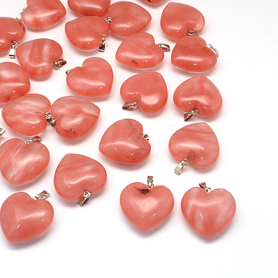 Heart Natural & Synthetic Mixed Stone Pendants G-Q355-M-1