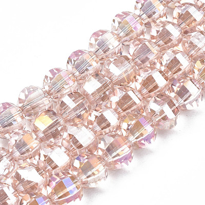 Electroplate Transparent Glass Beads Strands EGLA-N002-30-C03-1