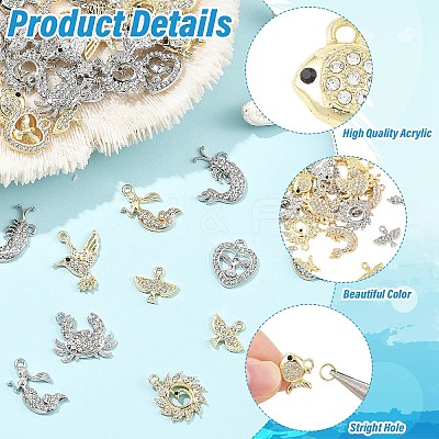 32Pcs 8 Styles Alloy Rhinestone Pendants FIND-YW0011-53KCG-1