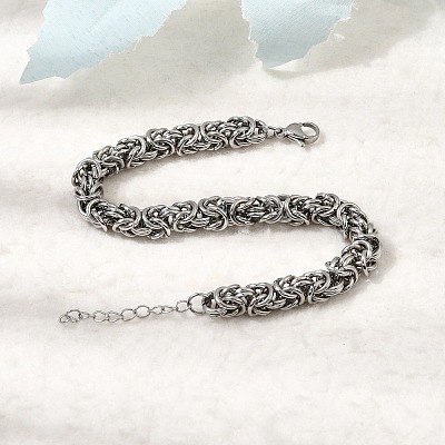 304 Stainless Steel Byzantine Chains Bracelets for Women BJEW-P399-01A-P-1