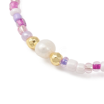 3Pcs 3 Color Natural Pearl & Seed Beaded Stretch Bracelets Set BJEW-JB09437-1