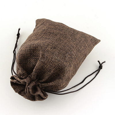 Polyester Imitation Burlap Packing Pouches Drawstring Bags X-ABAG-R004-14x10cm-10-1
