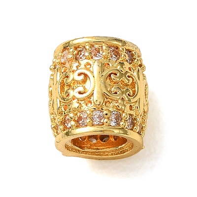 Rack Plating Brass Micro Pave Clear Cubic Zirconia European Beads KK-L215-301G-1