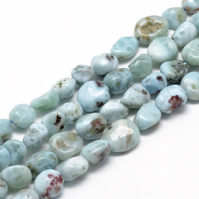 Natural Larimar Beads Strands X-G-R445-8x10-15-1