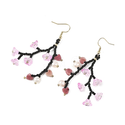 Glass Seed Bead Dangle Earrings EJEW-MZ00770-02-1