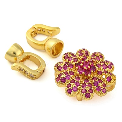 Brass Micro Pave Cubic Zirconia Fold Over Clasps KK-A230-07G-01-1