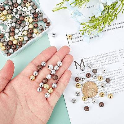 Brass Textured Beads KK-AR0001-28-1