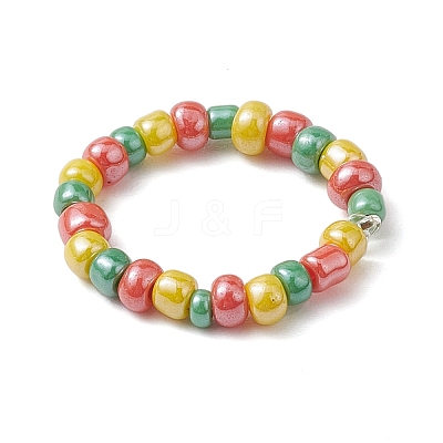 Glass Beads Stretch Rings for Woman RJEW-JR00735-1