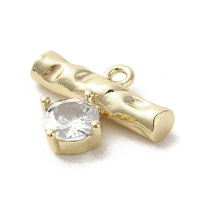 Brass Micro Pave Cubic Zirconia Charms KK-C043-01G-1