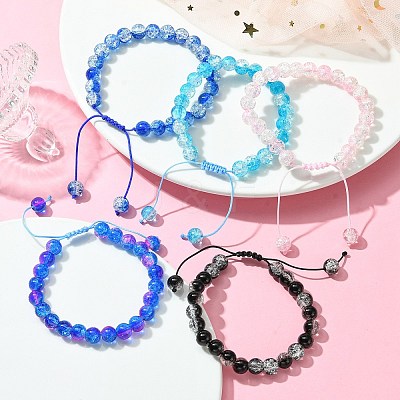Glass Round Braided Bead Bracelets BJEW-JB09693-1