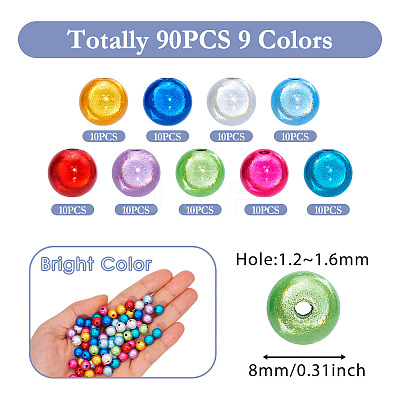 90Pcs 9 Colors Matte Spray Painted Acrylic Beads OACR-TA0001-79-1