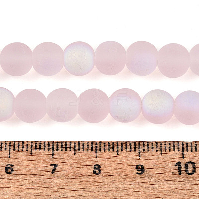 Frosted Transparent Glass Beads Strands GLAA-T032-T8mm-MBB10-1