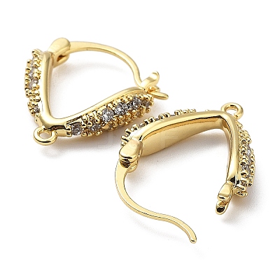 Brass Micro Pave Clear Cubic Zirconia Hoop Earring Findings ZIRC-Q204-03G-1