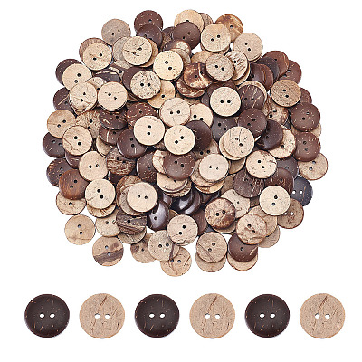 200Pcs 2-Hole Coconut Buttons COCO-GO0001-01-1