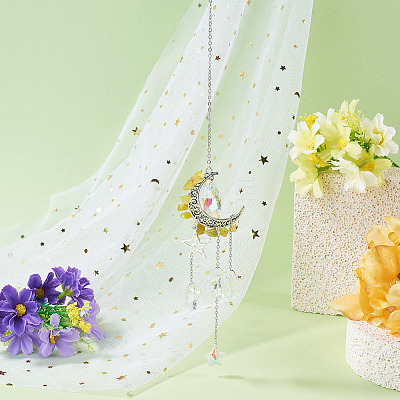 Moon & Star Alloy Hanging Ornaments HJEW-TADJ0022-1