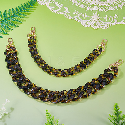 2Pcs 2 Styles Acrylic Leopard Print Curb Chain Purse Chains FIND-TA0009-67-1