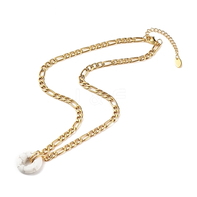 Natural Howlite Donut Pendant Necklace NJEW-JN03815-05-1