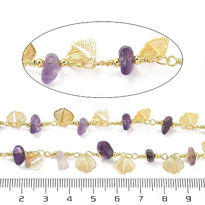 Amethyst & Glass Link Chains CHC-K014-15G-04-1