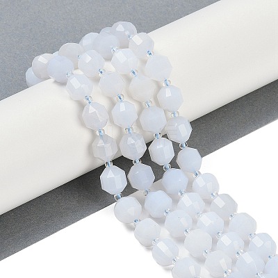 Natural Blue Chalcedony Beads Strands G-O201B-134G-1