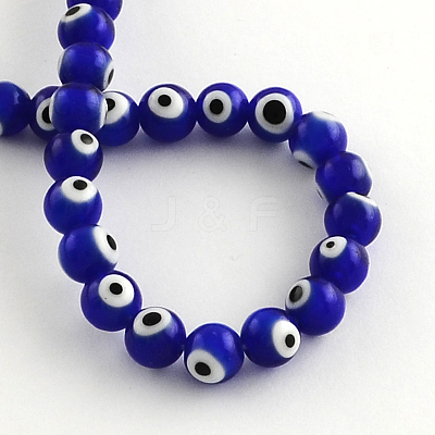 Round Handmade Evil Eye Lampwork Beads X-LAMP-R114-6mm-02-1