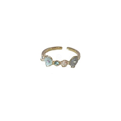 Alloy Enamel with Rhinestone Cuff Open Rings for Women FS-WGC14BE-01-1