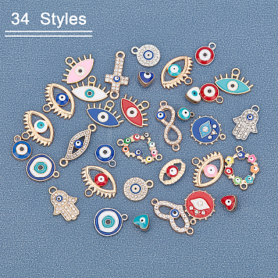 30Pcs 12 Styles Alloy Enamel Pendants & 4Pcs 4 Styles Alloy Links FIND-AR0001-25-1