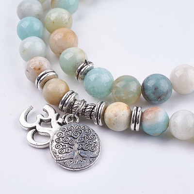 Natural Amazonite Wrap Bracelets BJEW-E329-06D-1