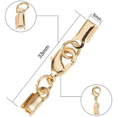 Rack Plating Brass Lobster Claw Clasps with Clip Ends KK-PH0035-33G-1