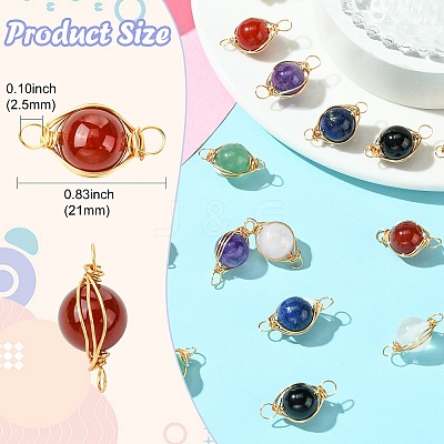 16Pcs 8 Style Natural Gemstone Connector Charms PALLOY-CJ00053-1