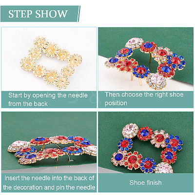 2Pcs Alloy Rhinestone Flower Shoe Decorations FIND-FG0002-40A-1