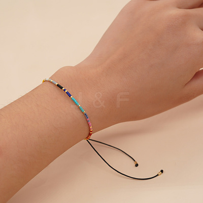 Bohemian Minimalist Glass Seed Bead Braided Bead Bracelets for Women PE3072-1