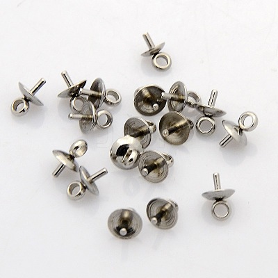 201 Stainless Steel Cup Pearl Peg Bails Pin Pendants STAS-N023-01-5mm-1