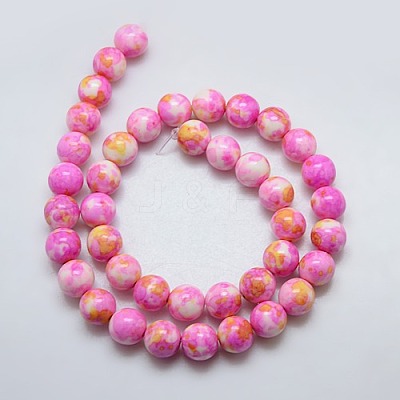Synthetic Ocean White Jade Beads Strands G-L019-6mm-02-1