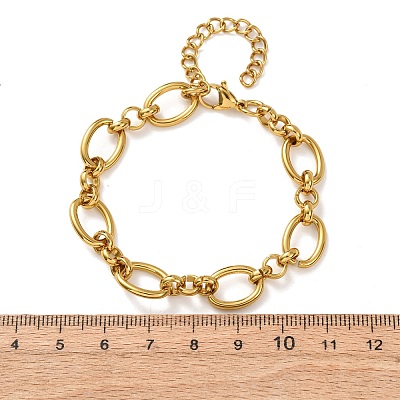 304 Stainless Steel Oval Link Chain Bracelets for Women BJEW-F536-04G-1