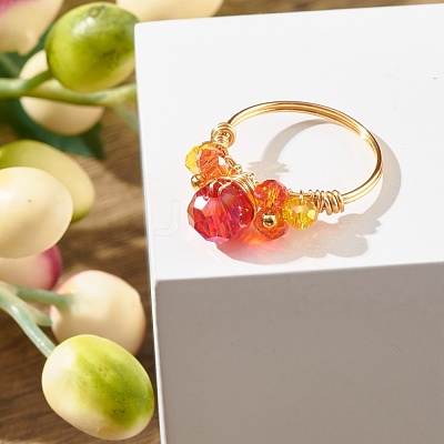 Electroplate Faceted Glass Beads Finger Rings RJEW-TA00014-1