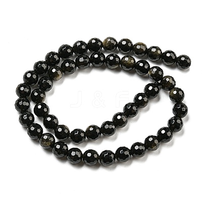 Natural Golden Sheen Obsidian Beads Strands G-E571-A01-02-1