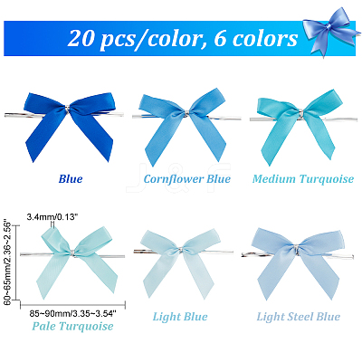 120Pcs 6 Colors Polyester Packaging Ribbon Bows DIY-PH0013-54-1