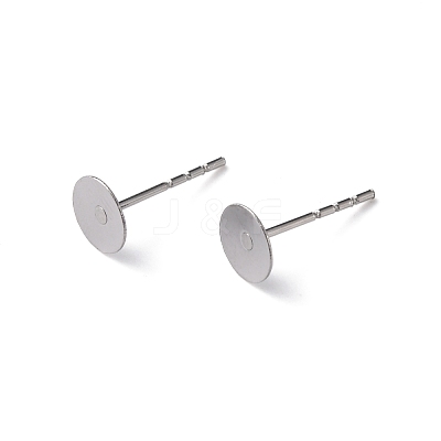 Tarnish Resistant 316 Surgical Stainless Steel Flat Round Blank Peg Stud Earring Settings STAS-R073-02-1