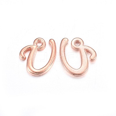 Rose Gold Plated Alloy Letter Pendants X-PALLOY-J718-01RG-U-1