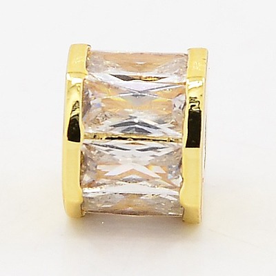 Clear CZ Jewelry Findings Brass Micro Pave Cubic Zirconia Beads ZIRC-M015-05G-NR-1