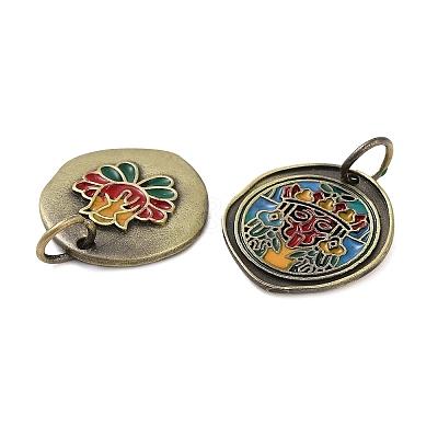 Tibetan Style Rack Plating Brass Enamel Pendant KK-Q805-31AB-1