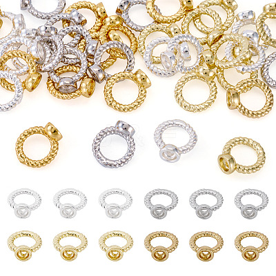 40Pcs 4 Colors Brass Ring Charm Connectors KK-TA0008-48-1
