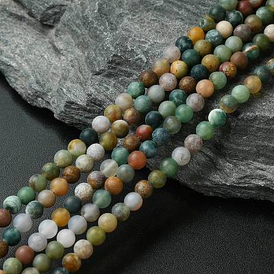 Frosted Round Natural Indian Agate Beads G-J338-02-4mm-1