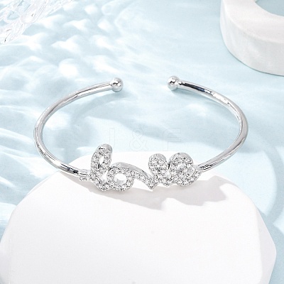 Brass Micro Pave Clear Cubic Zirconia Bangles BJEW-H209-07P-1