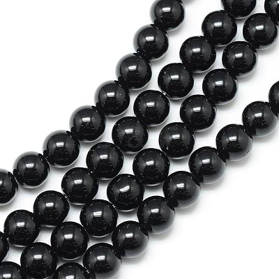 Synthetic Black Stone Bead Strands G-R345-6mm-35-1-1