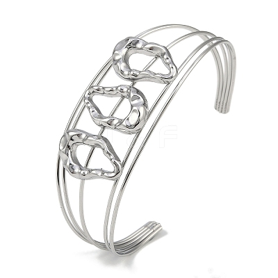 Non-Tarnish 304 Stainless Steel Hollow Open Cuff Bangles BJEW-Q348-03P-05-1