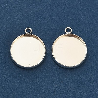 Flat Round Brass Pendant Cabochon Settings X-KK-A276-10S-1