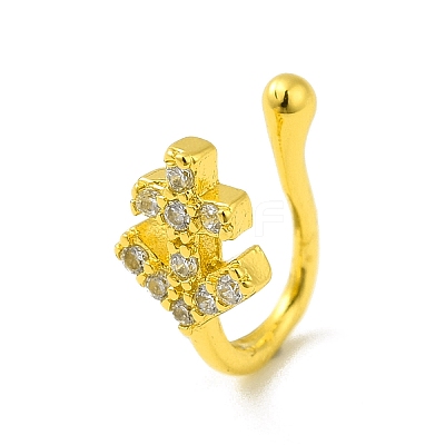 Clear Cubic Zirconia Anchor Clip on Nose Ring AJEW-F059-19G-1